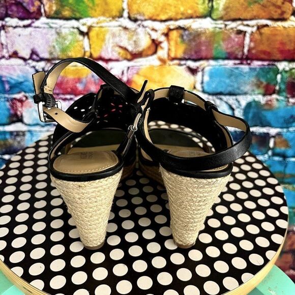Michael Michael Kors Leather Upper Espadrille Wedge Cut Out Sandals 7.5 - Picture 2 of 10